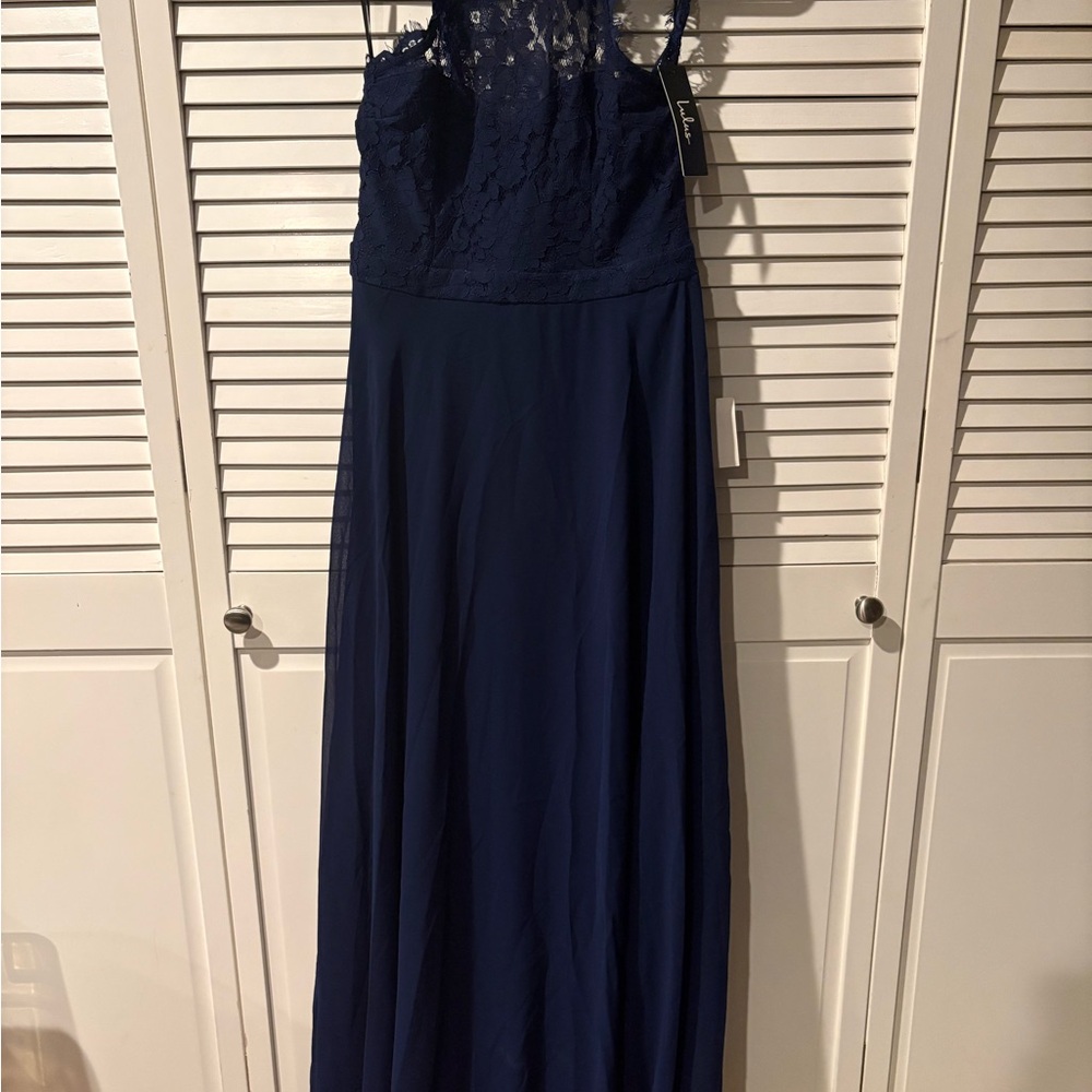 Lulu's Navy Blue Lace Maxi Dress - Picture 2 of 8